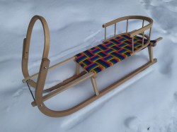 Drevené klasické detské sánky s operadlom DS2 120cm
